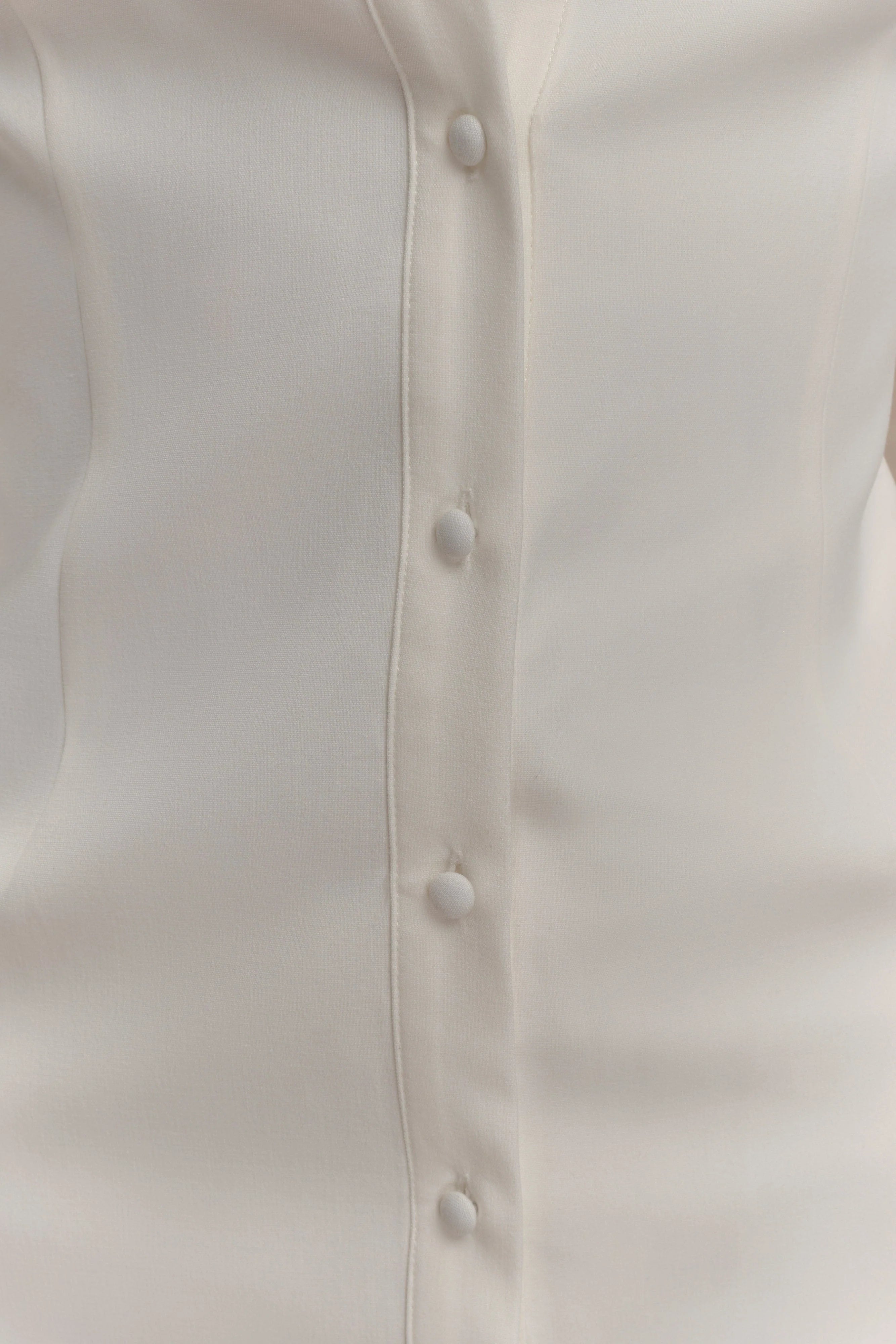 Dorian Fitted Shirt Midi Dress - White