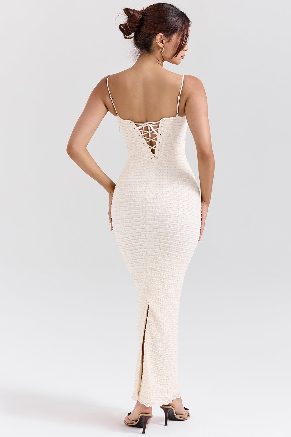 Elinor-Cream Tea Frill Lace Midi Dress