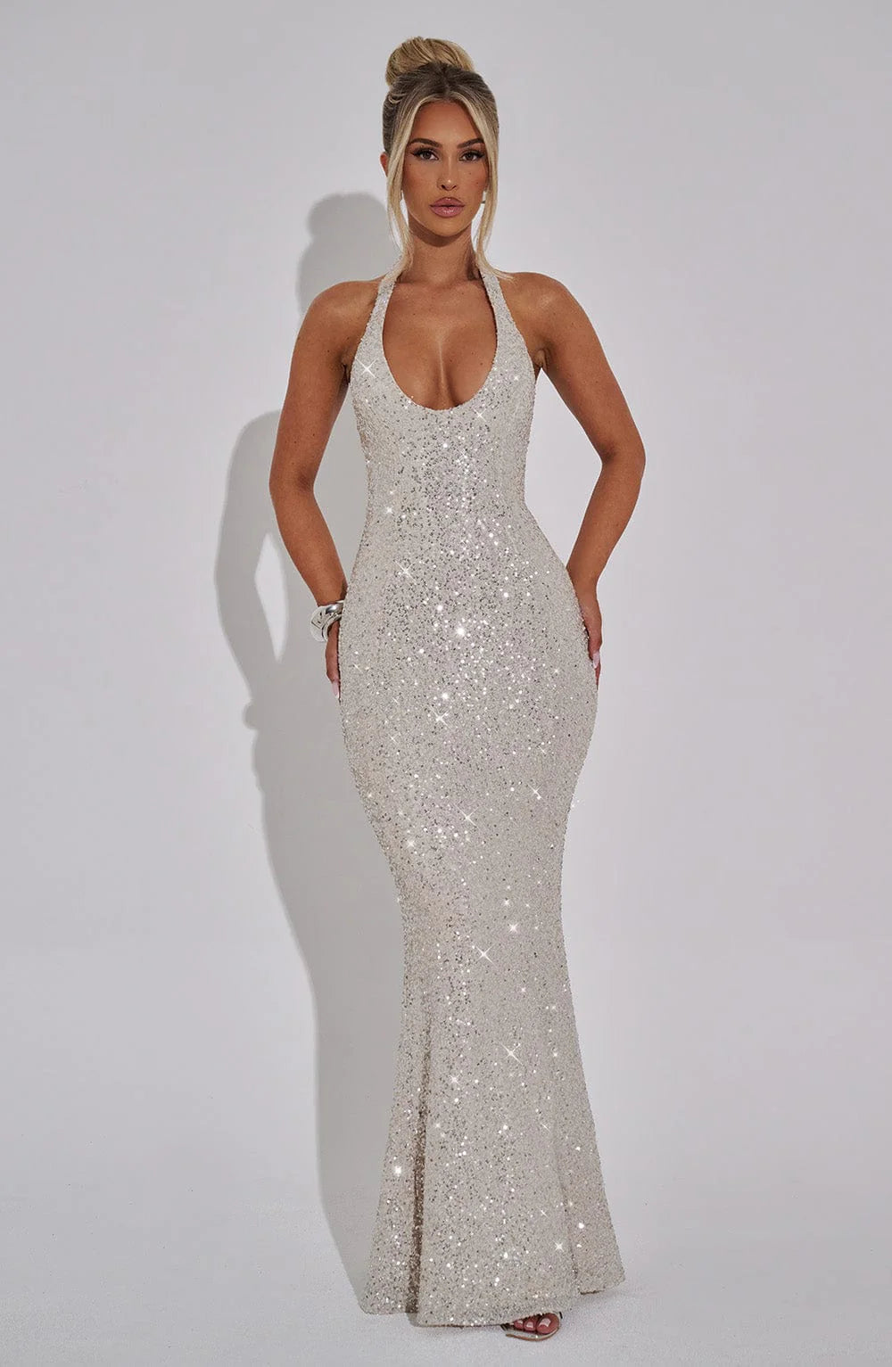 ALANA BACKLESS SEQUIN MAXI DRESS