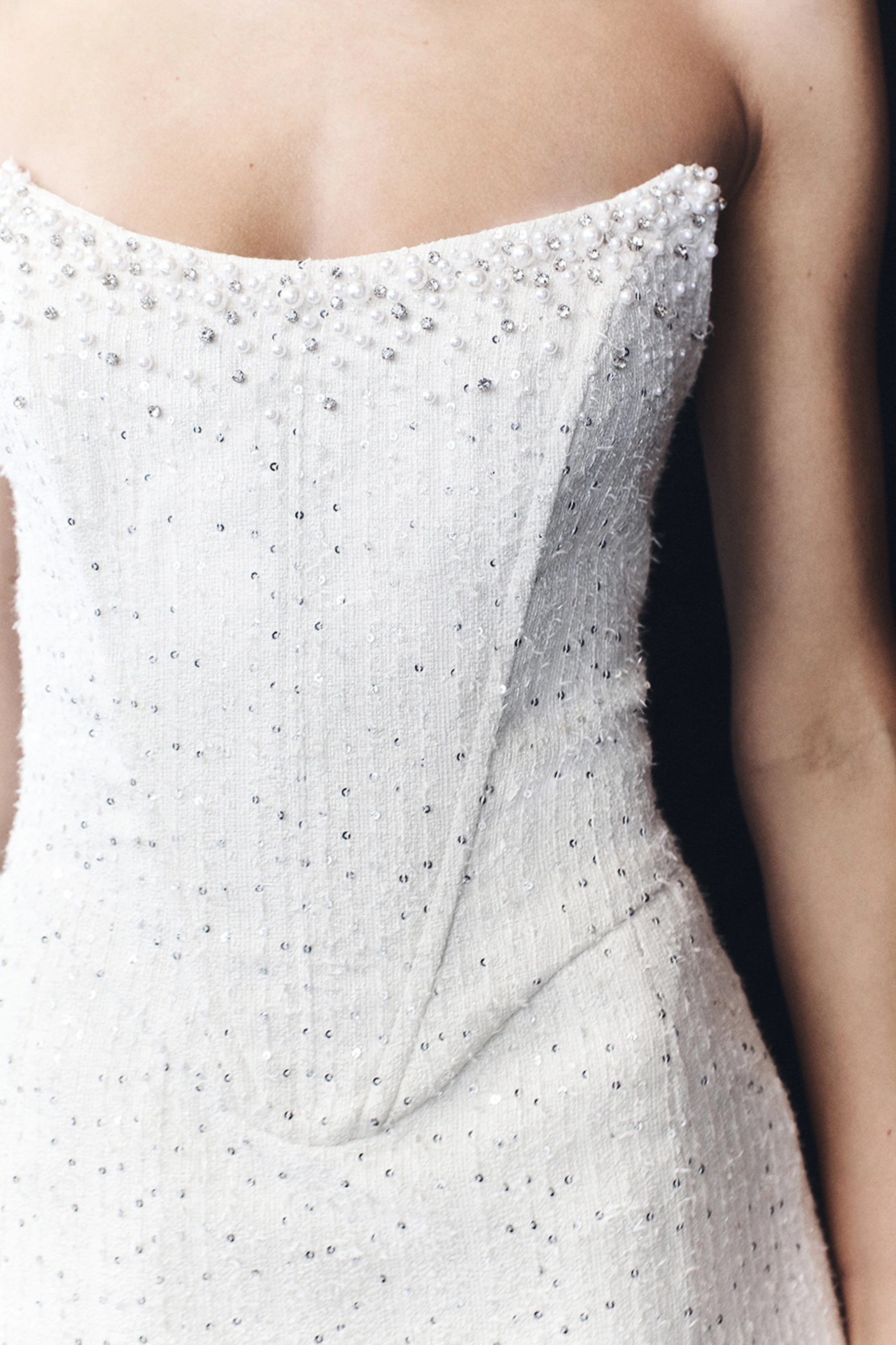 Lorrie Tweed Corset Mini Dress - White